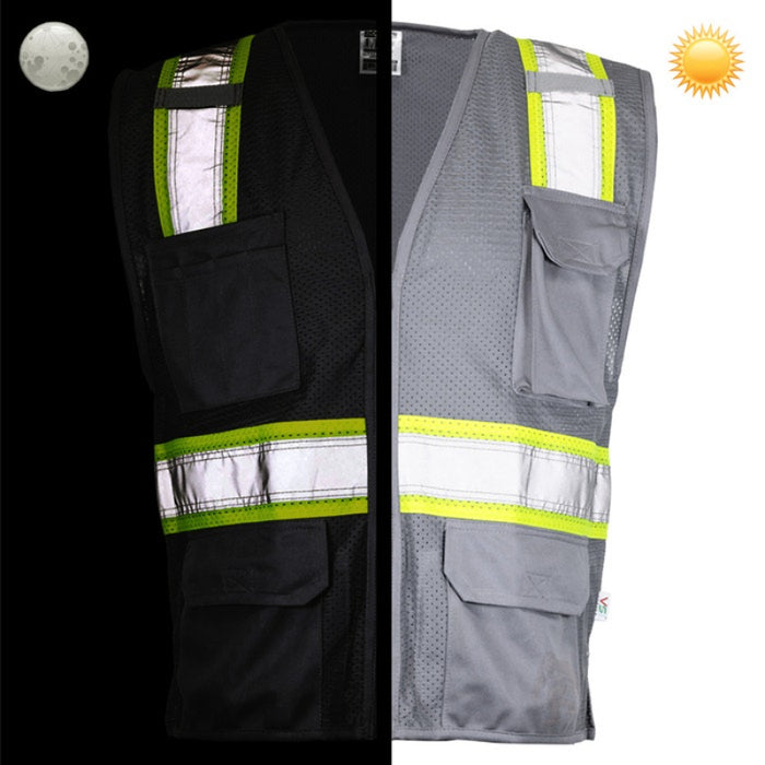 DOME75® DYNAMIC SERIES Enhanced Visibility Identification Hi-Vis Contrast Mesh Safety Vest - DV2183