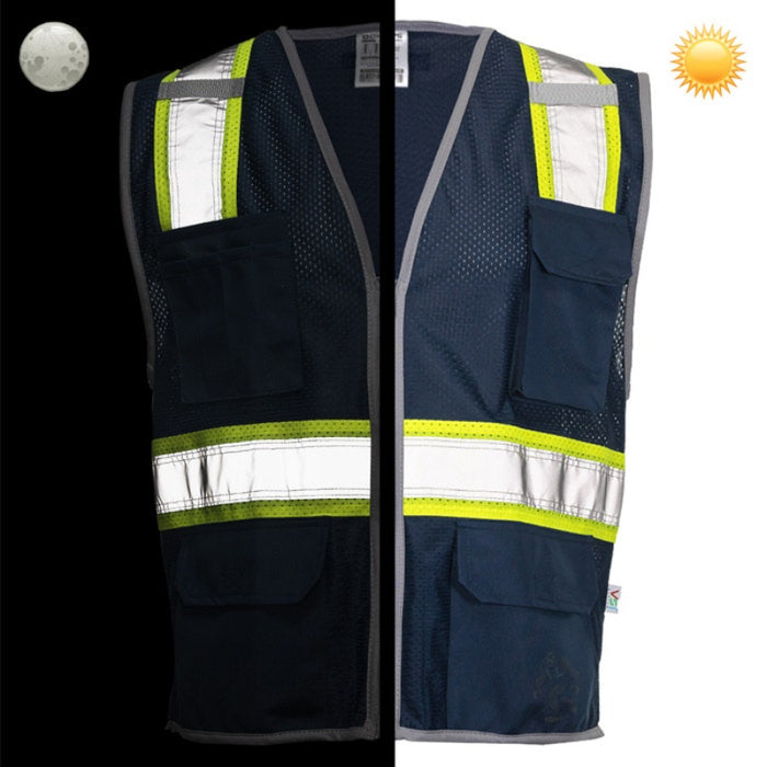 DOME75® DYNAMIC SERIES Enhanced Visibility Identification Hi-Vis Contrast Mesh Safety Vest - DV2183