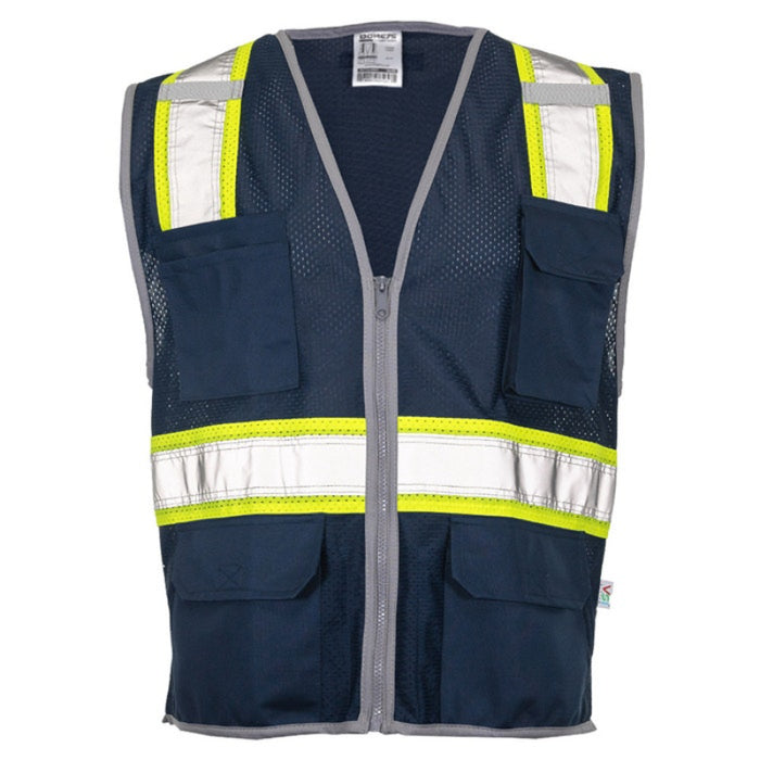 DOME75® DYNAMIC SERIES Enhanced Visibility Identification Hi-Vis Contrast Mesh Safety Vest - DV2183