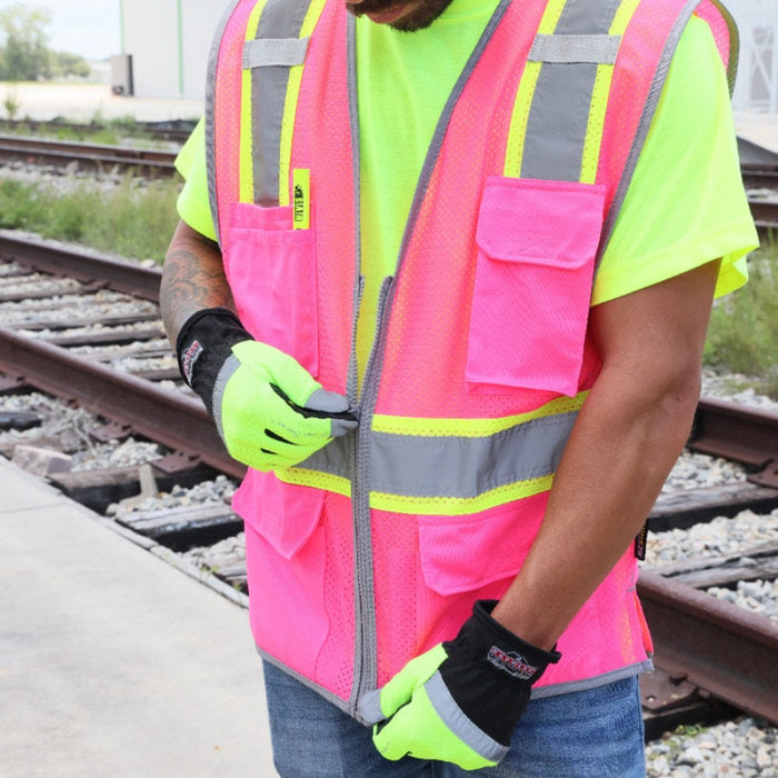 DOME75® DYNAMIC SERIES Enhanced Visibility Identification Hi-Vis Contrast Mesh Safety Vest - DV2183