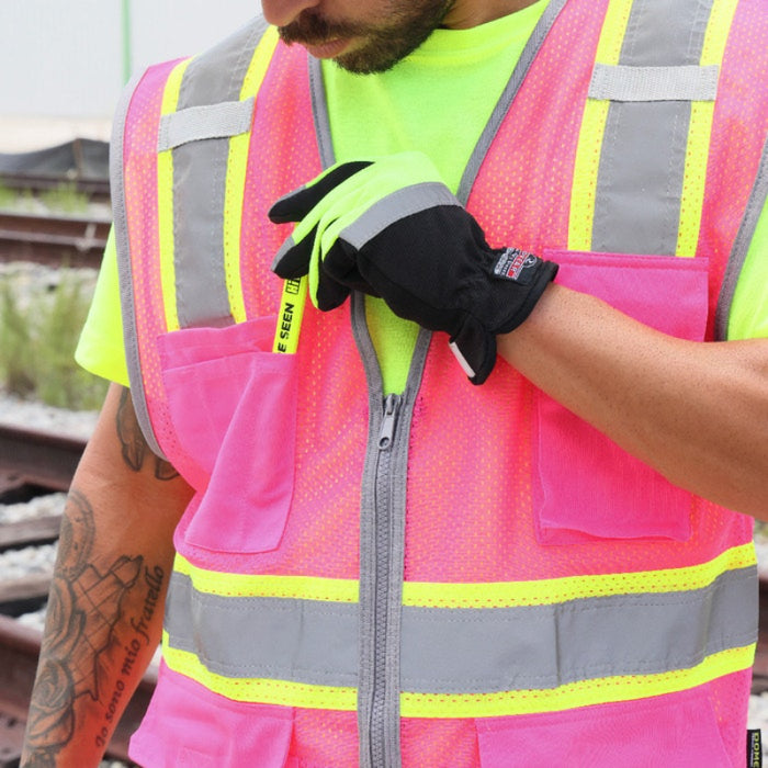 DOME75® DYNAMIC SERIES Enhanced Visibility Identification Hi-Vis Contrast Mesh Safety Vest - DV2183