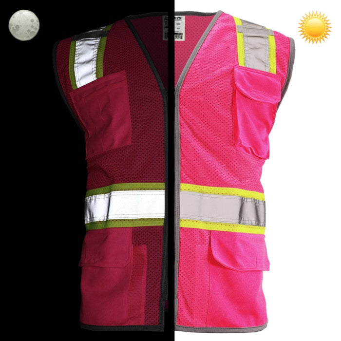 DOME75® DYNAMIC SERIES Enhanced Visibility Identification Hi-Vis Contrast Mesh Safety Vest - DV2183