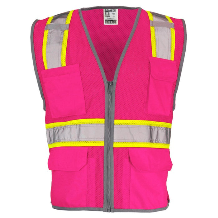 DOME75® DYNAMIC SERIES Enhanced Visibility Identification Hi-Vis Contrast Mesh Safety Vest - DV2183