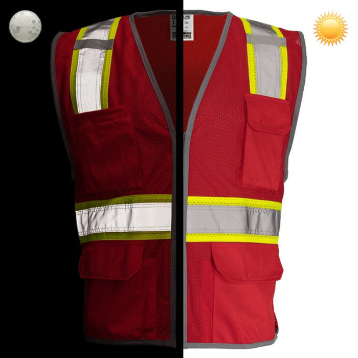 DOME75® DYNAMIC SERIES Enhanced Visibility Identification Hi-Vis Contrast Mesh Safety Vest - DV2183