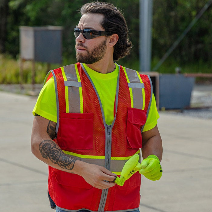 DOME75® DYNAMIC SERIES Enhanced Visibility Identification Hi-Vis Contrast Mesh Safety Vest - DV2183