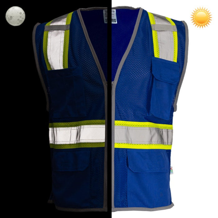DOME75® DYNAMIC SERIES Enhanced Visibility Identification Hi-Vis Contrast Mesh Safety Vest - DV2183