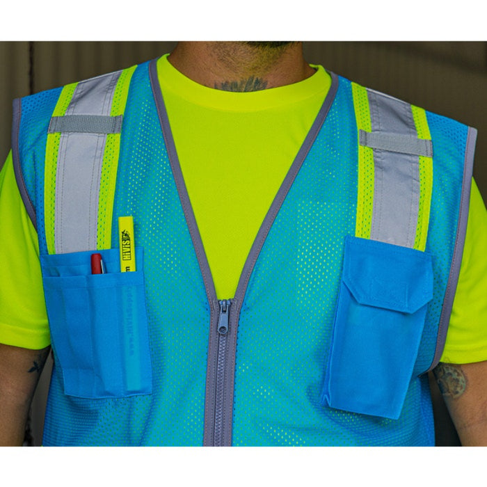 DOME75® DYNAMIC SERIES Enhanced Visibility Identification Hi-Vis Contrast Mesh Safety Vest - DV2183