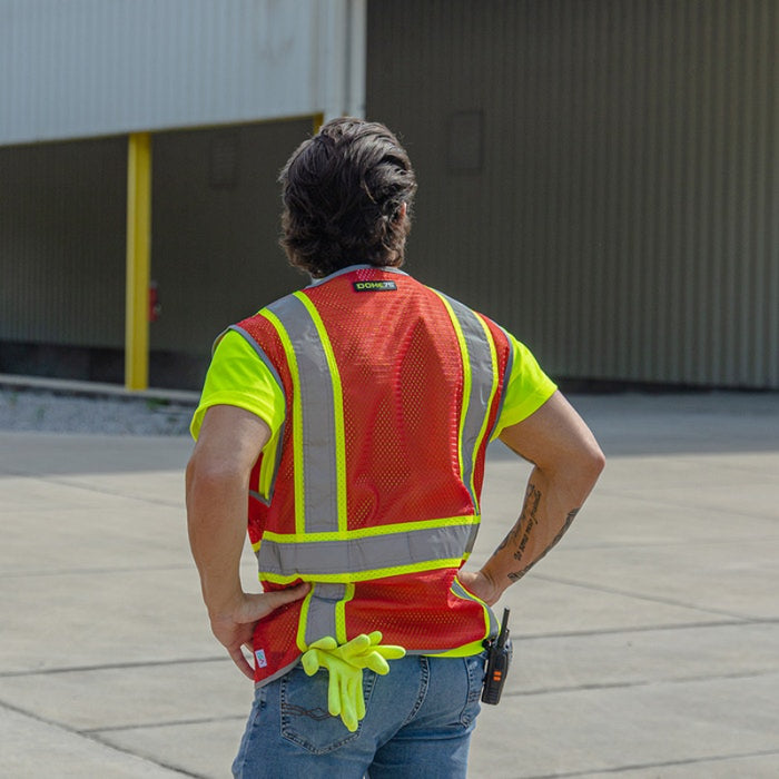DOME75® DYNAMIC SERIES Enhanced Visibility Identification Hi-Vis Contrast Mesh Safety Vest - DV2183