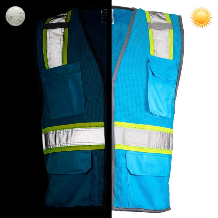 DOME75® DYNAMIC SERIES Enhanced Visibility Identification Hi-Vis Contrast Mesh Safety Vest - DV2183