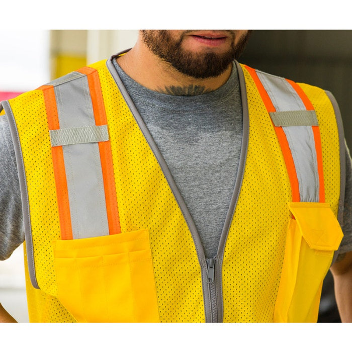 DOME75® DYNAMIC SERIES Enhanced Visibility Identification Hi-Vis Contrast Mesh Safety Vest - DV2183