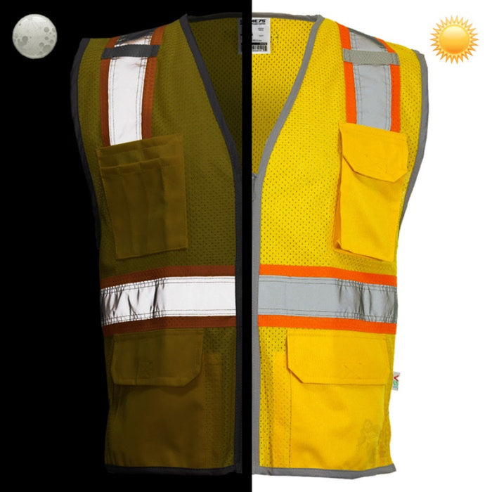 DOME75® DYNAMIC SERIES Enhanced Visibility Identification Hi-Vis Contrast Mesh Safety Vest - DV2183