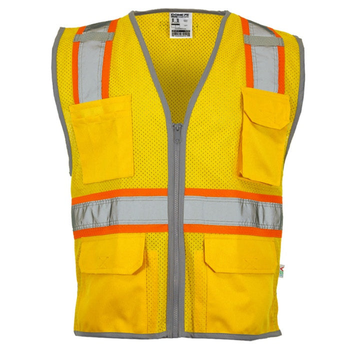 DOME75® DYNAMIC SERIES Enhanced Visibility Identification Hi-Vis Contrast Mesh Safety Vest - DV2183