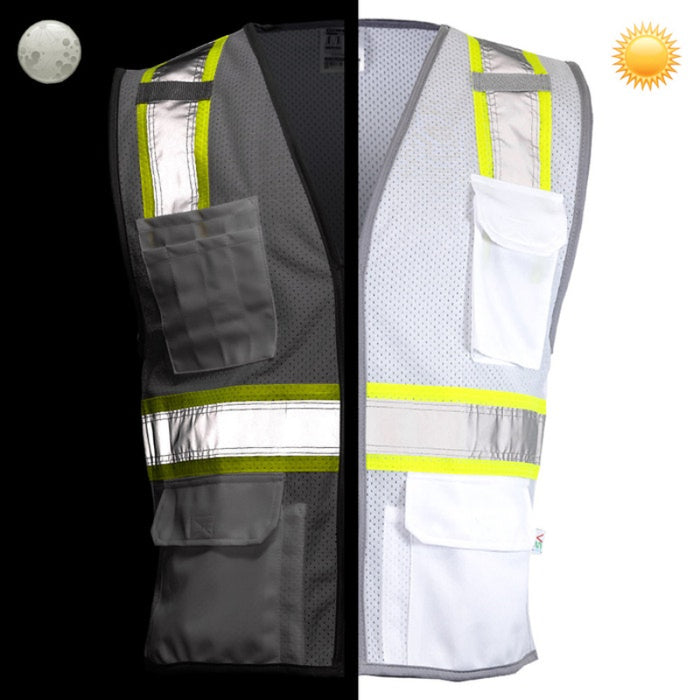 DOME75® DYNAMIC SERIES Enhanced Visibility Identification Hi-Vis Contrast Mesh Safety Vest - DV2183