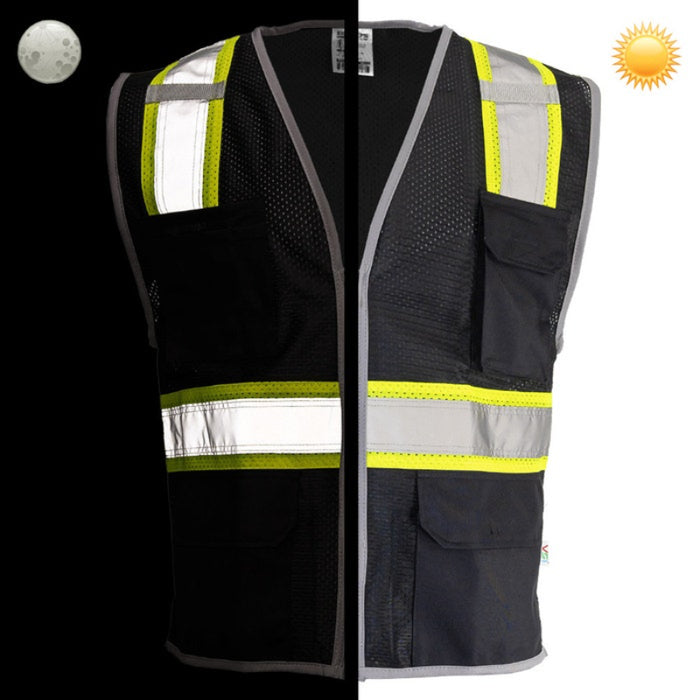DOME75® DYNAMIC SERIES Enhanced Visibility Identification Hi-Vis Contrast Mesh Safety Vest - DV2183
