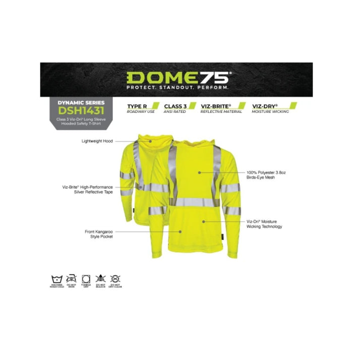 DOME75® DYNAMIC SERIES ANSI Class 3 Viz-Dri Hooded T-Shirt - DSH1431