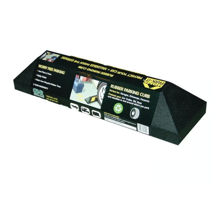 Home Park-It® Parking Stop Curb - Black with Yellow Stripes - 22" Inch Long - GNRS1319YB