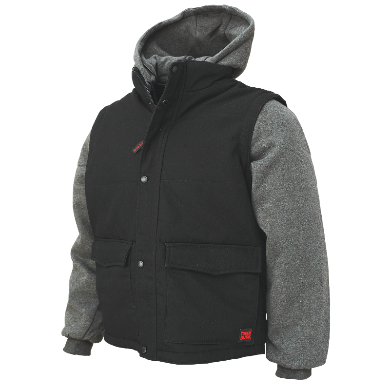 Tough Duck Zip-Off Sleeve Jacket with Detachable Hoodie - I8A2 Tough Duck Zip-Off Sleeve Jacket with Detachable Hoodie - I8A2