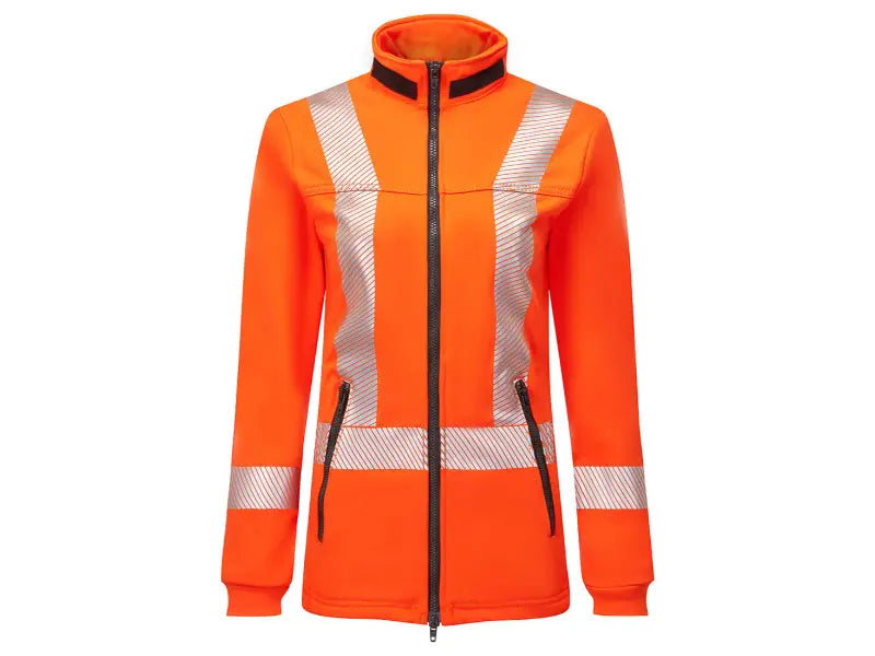 Portwest® Women's Hi-Vis Segmented Striped Flame Resistant Full Fleece Zip Jacket - X Back - Orange - IOS474