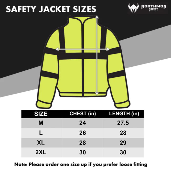 Hi Vis Waterproof Winter Bomber Jacket - ANSI Class 3 - Safety Hi-Vis Lime