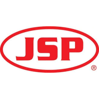 JSP logo in bold red letters inside a red oval outline on a white background