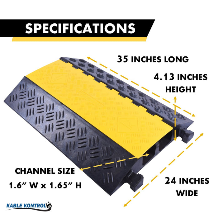 ATLAS Heavy Duty Extra Large Cable Protector - 2 Channels - Yellow / Black - CP9985