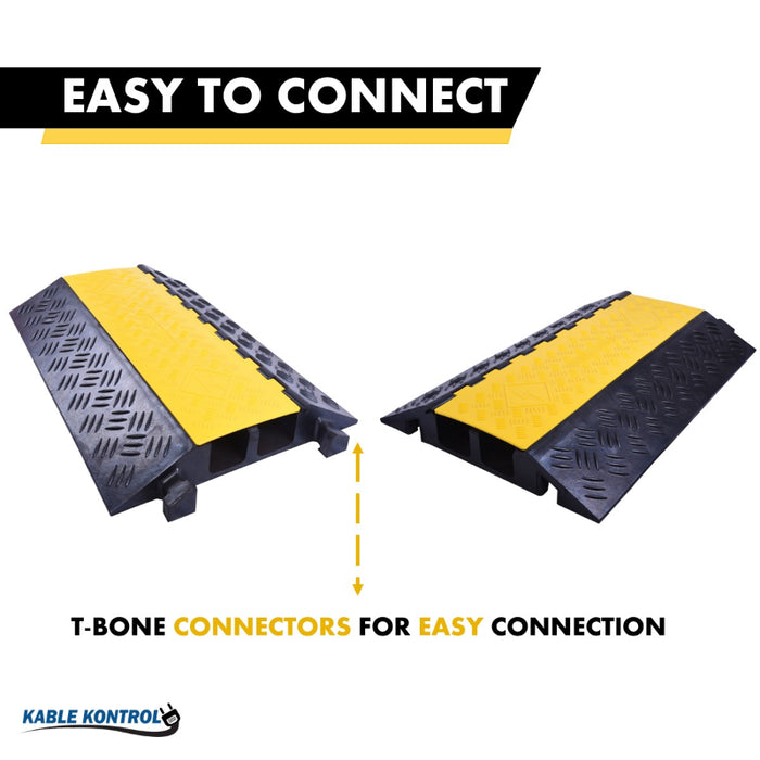 Driver Over Cable Protection ATLAS Heavy Duty Extra Large Cable Protector - 2 Channels - Yellow / B ...