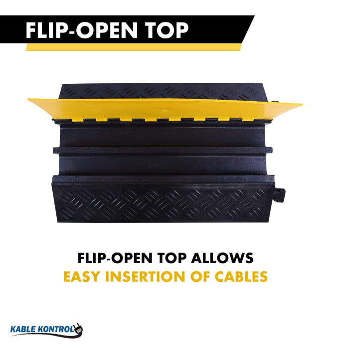 ATLAS Heavy Duty Extra Large Cable Protector - 2 Channels - Yellow / Black - CP9985