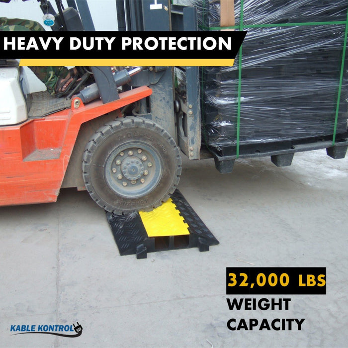 ATLAS Heavy Duty Extra Large Cable Protector - 2 Channels - Yellow / Black - CP9985