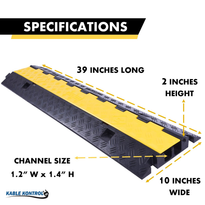 ATLAS Heavy Duty Cable Protector - 2 Channels - Yellow / Black - CP9987