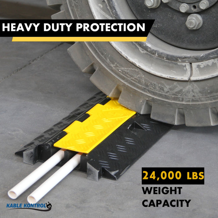 Driver Over Cable Protection ATLAS Heavy Duty Cable Protector - 2 Channels - Yellow / Black - CP998 ...
