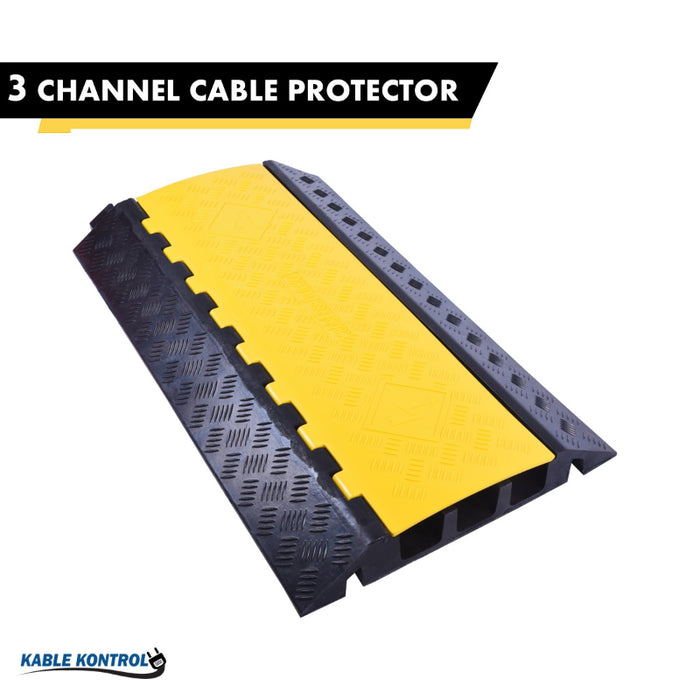 ATLAS Heavy Duty Cable Protector - 3 Channels - Yellow / Black - CP9986