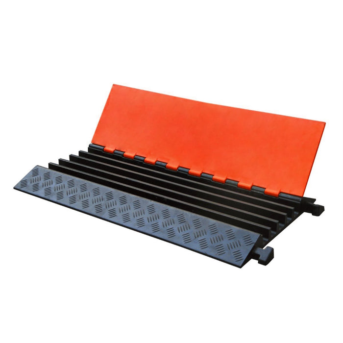 ATLAS Extra Heavy Duty Polyurethane Cable Protector Ramp - 5 Channels - Orange/Black - CP9984