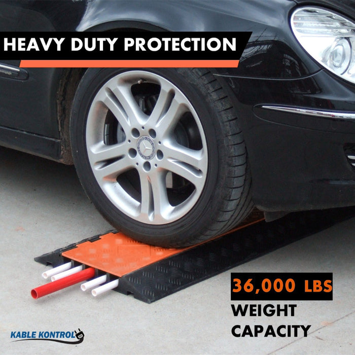 ATLAS Extra Heavy Duty Polyurethane Cable Protector Ramp - 5 Channels - Orange/Black - CP9984
