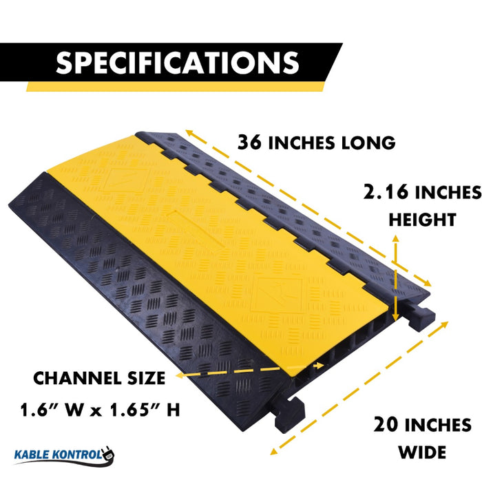 ATLAS Heavy Duty Cable Protector - 5 Channels - Yellow / Black - CP9988