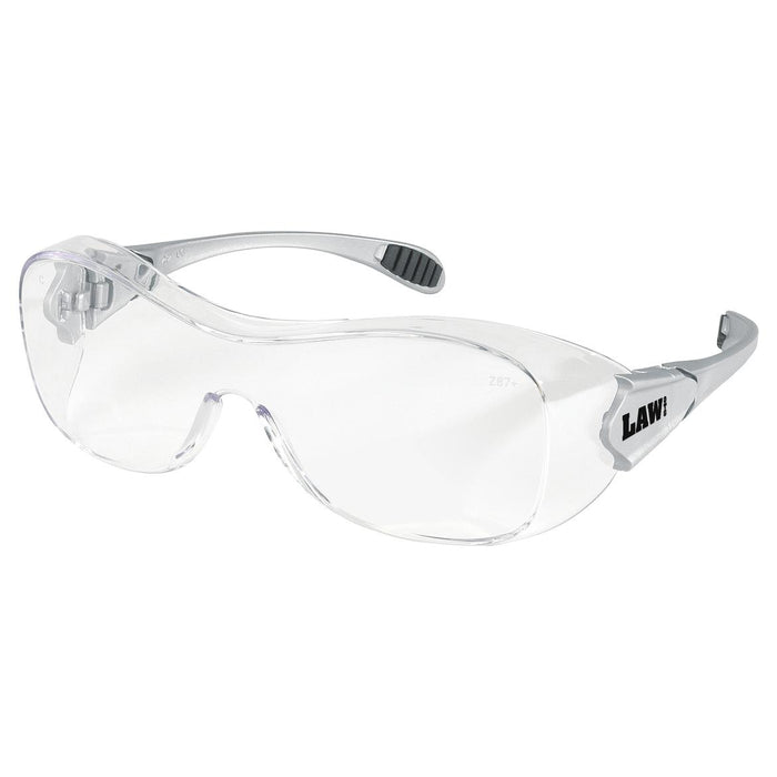 MCR Safety Law OTG Safety Glasses - Silver Temples - Clear Anti-Fog Lens - OG110AF