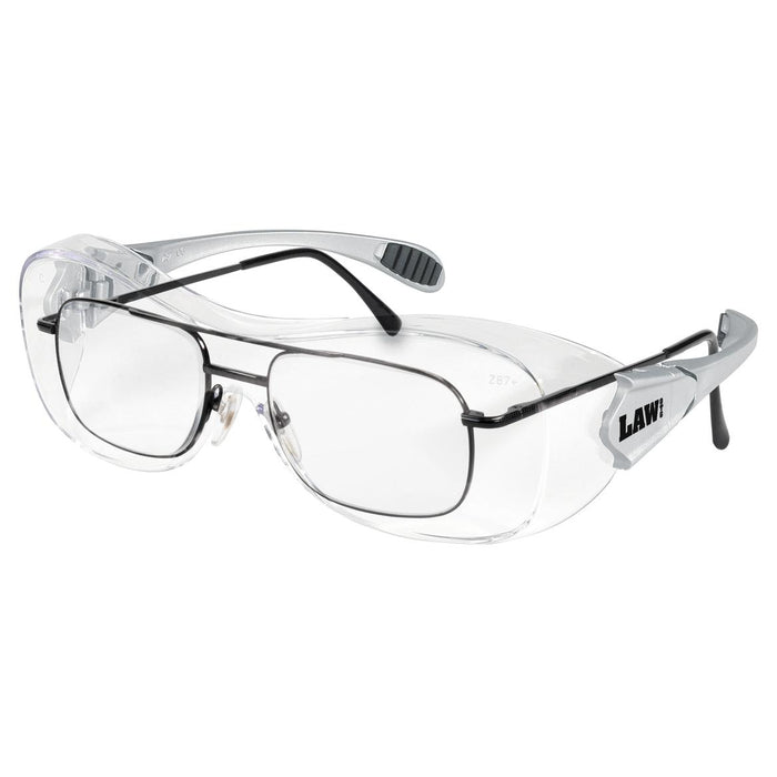 MCR Safety Law OTG Safety Glasses - Silver Temples - Clear Anti-Fog Lens - OG110AF