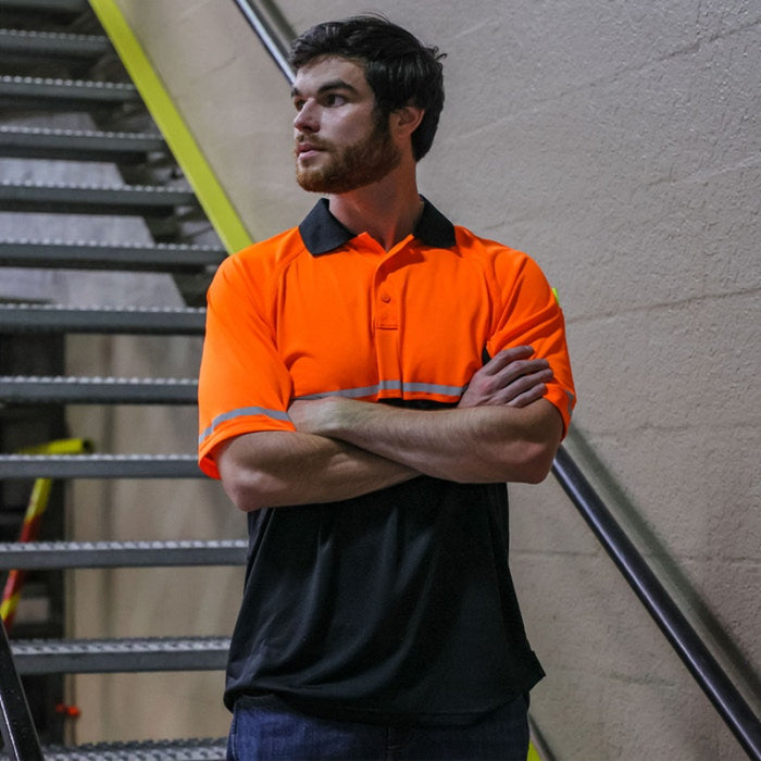 DOME75® OMNI SERIES Enhanced Visibility Lightweight Snag-Proof Black Bottom Safety Polo - OSP4742
