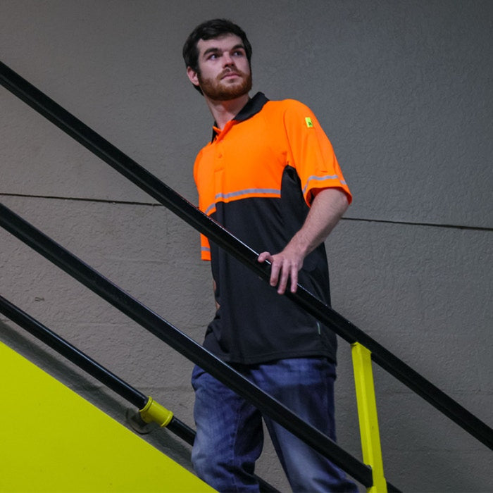 DOME75® OMNI SERIES Enhanced Visibility Lightweight Snag-Proof Black Bottom Safety Polo - OSP4742