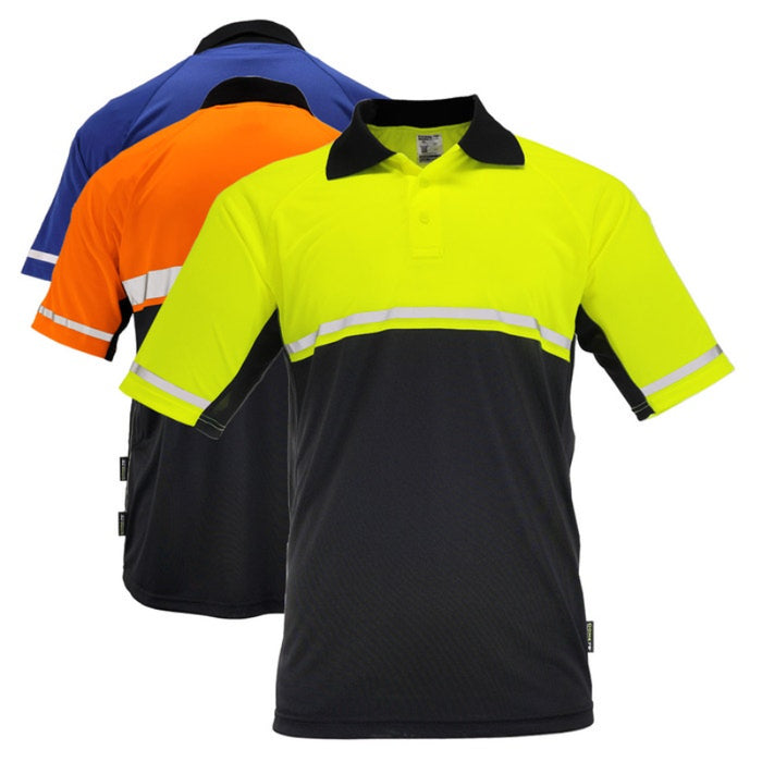DOME75® OMNI SERIES Enhanced Visibility Lightweight Snag-Proof Black Bottom Safety Polo - OSP4742