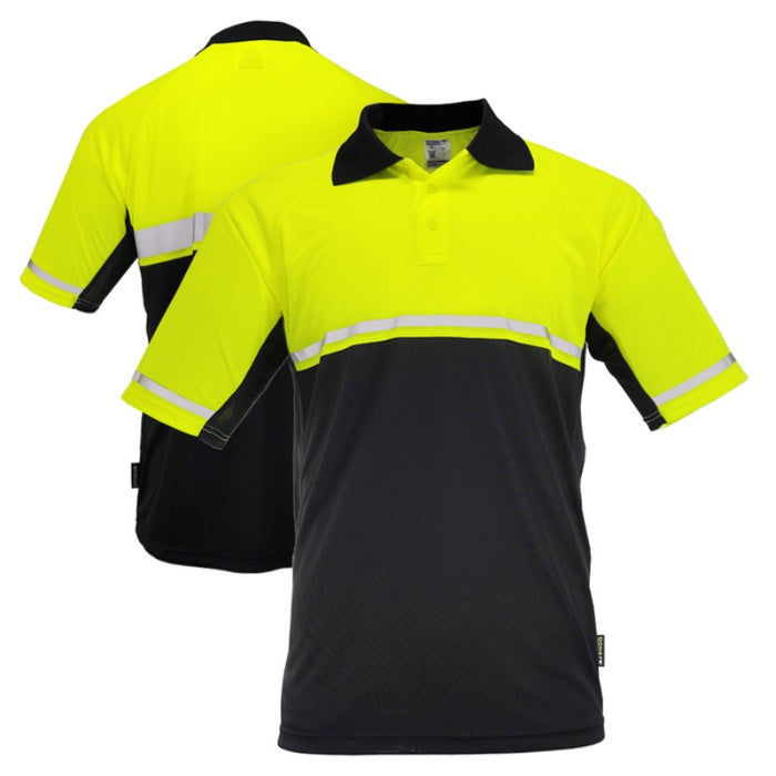 DOME75® OMNI SERIES Enhanced Visibility Lightweight Snag-Proof Black Bottom Safety Polo - OSP4742