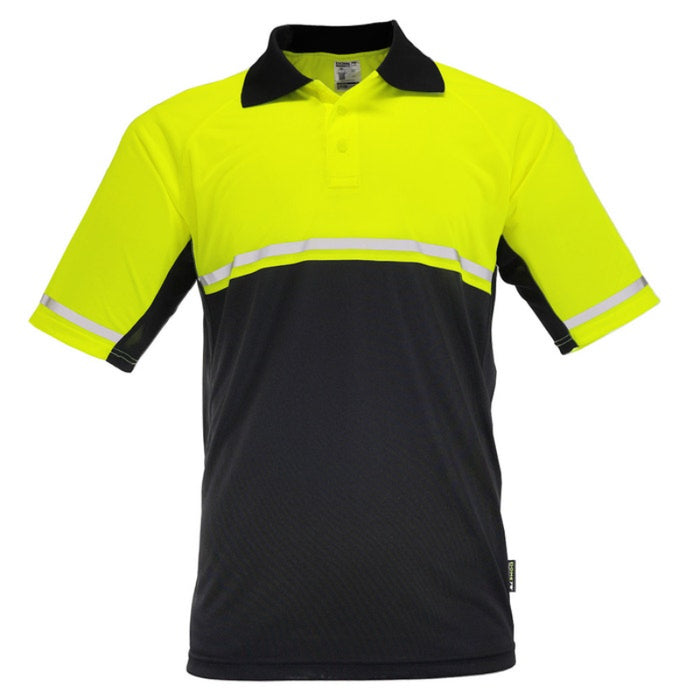 DOME75® OMNI SERIES Enhanced Visibility Lightweight Snag-Proof Black Bottom Safety Polo - OSP4742