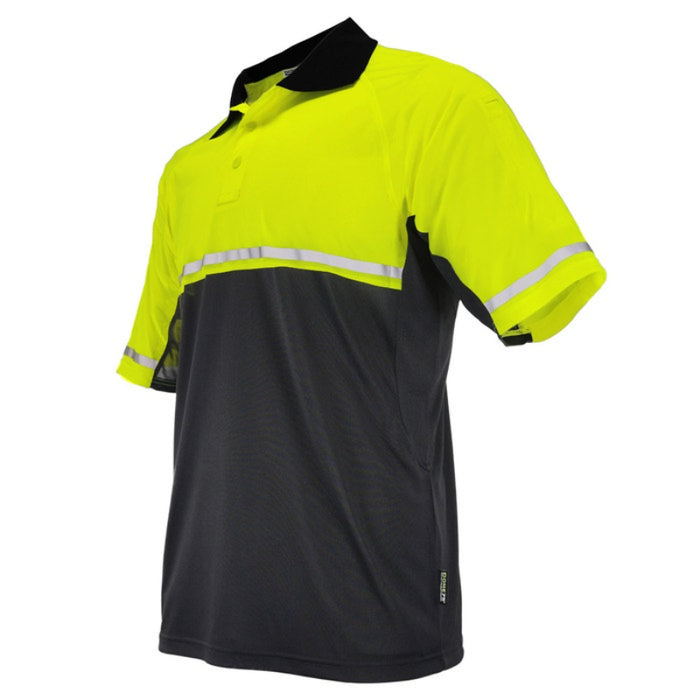 DOME75® OMNI SERIES Enhanced Visibility Lightweight Snag-Proof Black Bottom Safety Polo - OSP4742