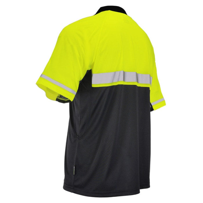 DOME75® OMNI SERIES Enhanced Visibility Lightweight Snag-Proof Black Bottom Safety Polo - OSP4742