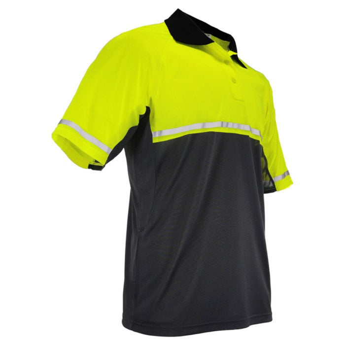 DOME75® OMNI SERIES Enhanced Visibility Lightweight Snag-Proof Black Bottom Safety Polo - OSP4742
