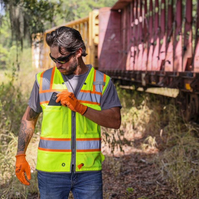 DOME75® OMNI SERIES ANSI Class 2 Hi-Vis Contrast Heavy Duty Surveyors Vest with ProPocket™ - OV6123