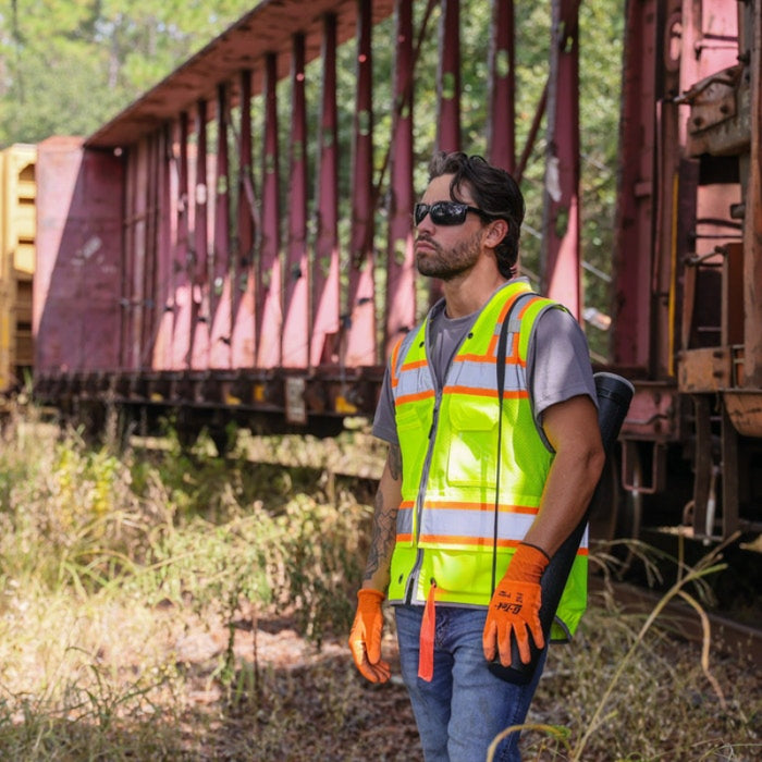 DOME75® OMNI SERIES ANSI Class 2 Hi-Vis Contrast Heavy Duty Surveyors Vest with ProPocket™ - OV6123