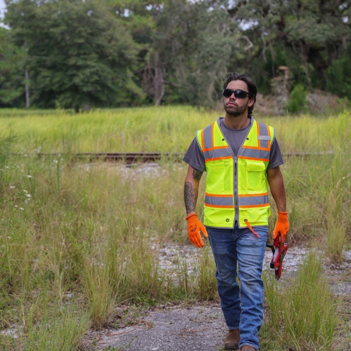 DOME75® OMNI SERIES ANSI Class 2 Hi-Vis Contrast Heavy Duty Surveyors Vest with ProPocket™ - OV6123