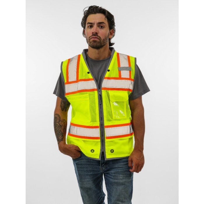 DOME75® OMNI SERIES ANSI Class 2 Hi-Vis Contrast Heavy Duty Surveyors Vest with ProPocket™ - OV6123