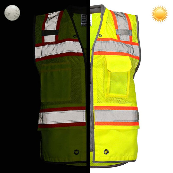 DOME75® OMNI SERIES ANSI Class 2 Hi-Vis Contrast Heavy Duty Surveyors Vest with ProPocket™ - OV6123