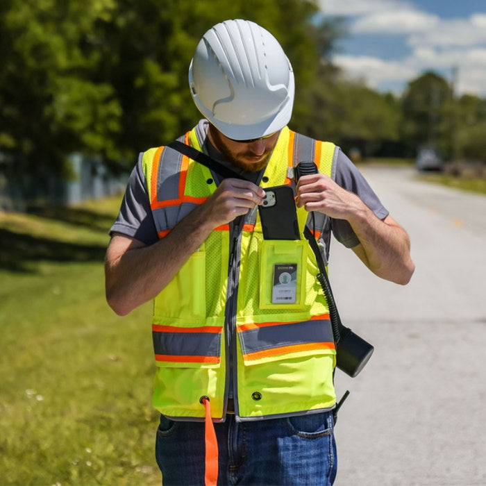DOME75® OMNI SERIES ANSI Class 2 Hi-Vis Contrast Heavy Duty Surveyors Vest with ProPocket™ - OV6123